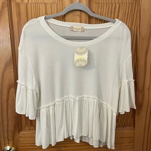 Altar’d State Off-White Cream Ruffle Blouse